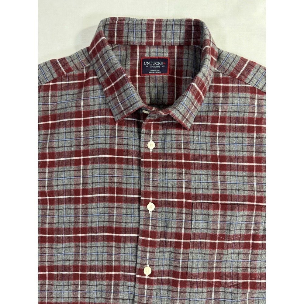 UNTUCKit Cabero Plaid Flannel Men's XL Relaxed Shirt Wrinkle Free 100%‎ Cotton
